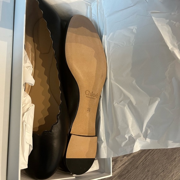 Chloe Lauren scallop flats black size 8 - Picture 4 of 6